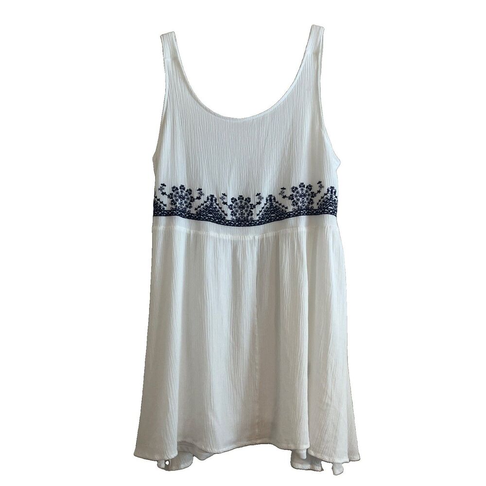 Jodifl Sun Dress Womens L White Embroidered Lined Cotton Mini Festival Party EUC
